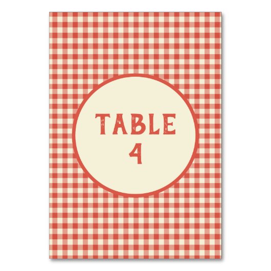 トレンディーヴィンテージ赤チェッカーボードパターンカスタム テーブルナンバー (正面)