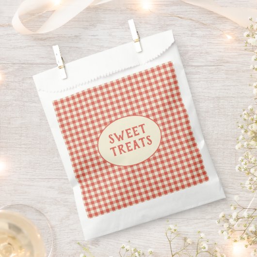 トレンディーヴィンテージ赤チェッカーボードパターンカスタム フェイバーバッグ (クリップ留めされた状態)