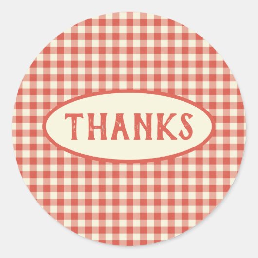 トレンディーヴィンテージ赤チェッカーボードパターンカスタム ラウンドシール (正面)