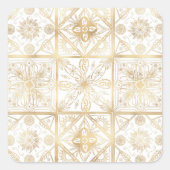トレンディーヴィンテージ金ゴールド幾何学模様オーナメントタイルアート スクエアシール (正面)