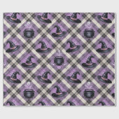 トレンディー不気味ハロウィーンのウィッチハットとカルドロン ラッピングペーパー (フラット)