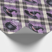 トレンディー不気味ハロウィーンのウィッチハットとカルドロン ラッピングペーパー (角)