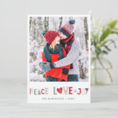 トレンディー両面メリークリスマスフォトカード サンキューカード (スタンド正面)