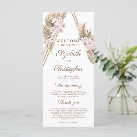 トレンディー乾燥パームパンパスグラス金ゴールドアーチ熱帯熱 プログラム (スタンド正面)