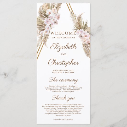 トレンディー乾燥パームパンパスグラス金ゴールドアーチ熱帯熱 プログラム (正面)