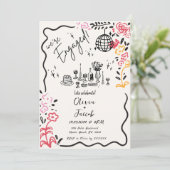 トレンディー予測できなおもしろい手引き波状婚約パーティ 招待状 (スタンド正面)