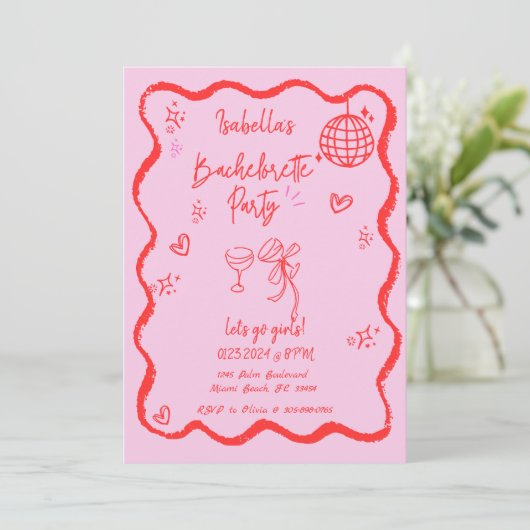 トレンディー予測できなの手描きバチェロレッテ 招待状 (スタンド正面)