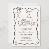 トレンディー予測できな手引き波我々は駆け落ち結婚した 招待状 (正面)