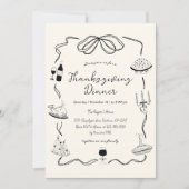 トレンディー予測できな手描き感謝祭 招待状 (正面)