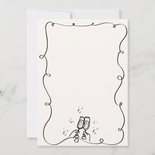 トレンディー予測できな手描き落書きワイン誕生日 招待状 (裏面)