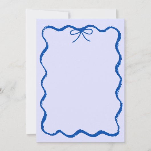 トレンディー予測できな波手引き弓ベビーシャワー 招待状 (裏面)