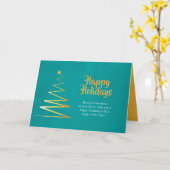 トレンディー企業のティール(緑がかった色)と金ゴールドクリスマスホリデイ カード (黄色い花)