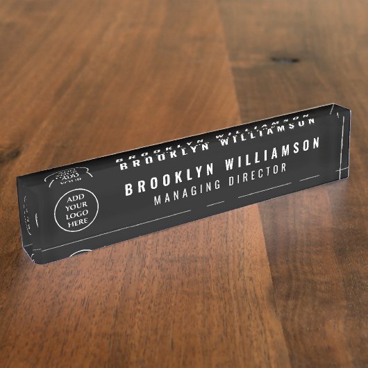 トレンディー会社ロゴプロフェッショナル社員 デスクネームプレート (側面)