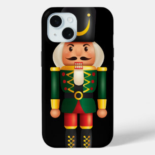 トレンディー伝統的イラストレーションくるみ割りブラック iPhone 15ケース