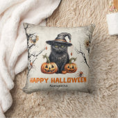 トレンディー伝統的クラシックハロウィーンブラックキャット クッション (ブランケット)
