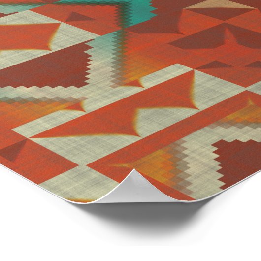 トレンディー先住民アメリカインディアン部族モザイクパターン ポスター (角)