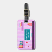 トレンディー先生パープルストライプズ ラゲッジタグ (正面縦)