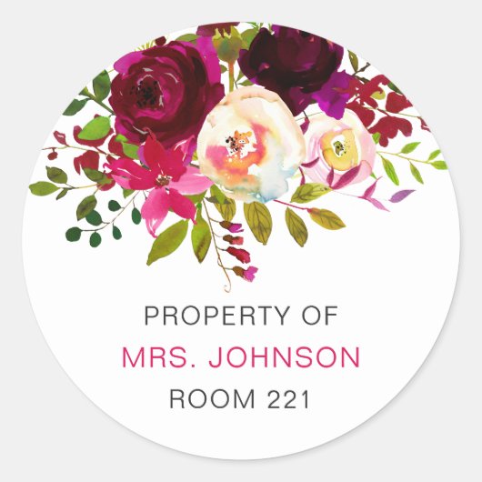 トレンディー先生教室ライブラリ蔵書票 ラウンドシール (正面)