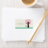 トレンディー円の木と鳥住所 シール (インサイチュ)