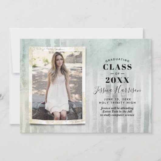 トレンディー写真の卒業発表 招待状 (正面)