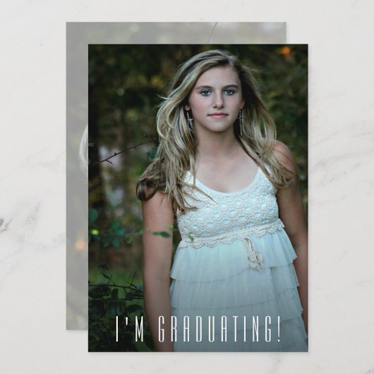 トレンディー写真の卒業発表 案内状 (正面/裏面)