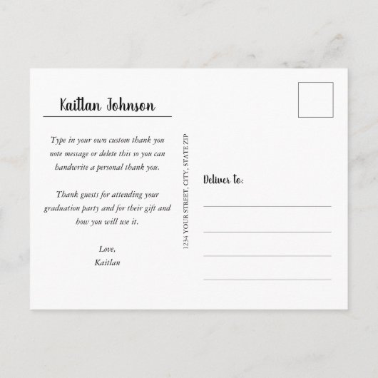 トレンディー写真の卒業白書ありがとう ポストカード (裏面)