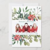 トレンディー写真冬の緑と赤い花 シーズンカード (正面)