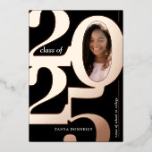 トレンディー写真卒業パーティーバラ金ゴールド 箔招待状 (正面)