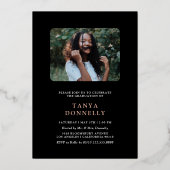 トレンディー写真卒業パーティーバラ金ゴールド 箔招待状 (裏面)