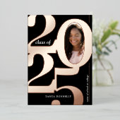 トレンディー写真卒業パーティーバラ金ゴールド 箔招待状 (立ち正面)