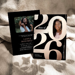 トレンディー写真卒業パーティーバラ金ゴールド 箔招待状