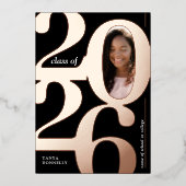 トレンディー写真卒業パーティーバラ金ゴールド 箔招待状 (正面)