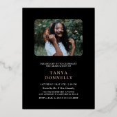 トレンディー写真卒業パーティーバラ金ゴールド 箔招待状 (裏面)