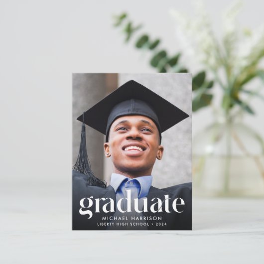 トレンディー写真卒業パーティー インビテーションポストカード (スタンド正面)