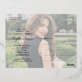 トレンディー写真卒業パーティー 箔招待状ポストカード (裏面)