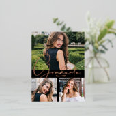 トレンディー写真卒業パーティー 箔招待状ポストカード (立ち正面)