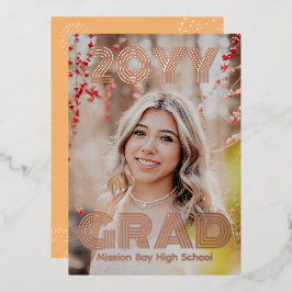 トレンディー写真卒業パーティー 箔招待状