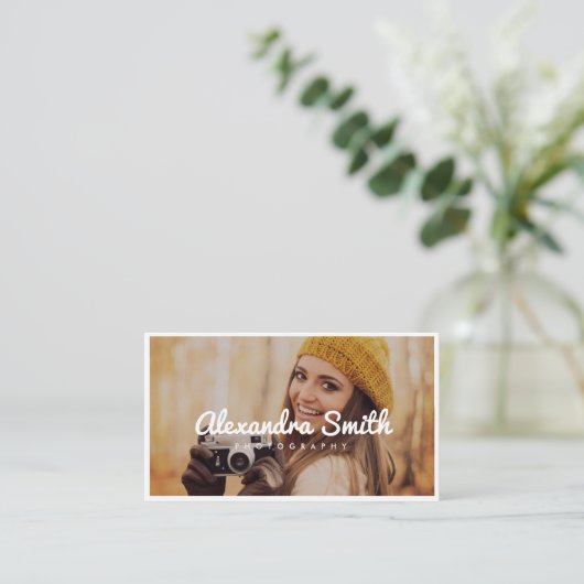 トレンディー写真枠白文字写真 名刺 (スタンド正面)