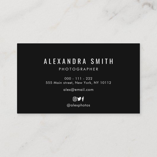 トレンディー写真枠白文字写真 名刺 (裏面)