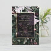 トレンディー冬クリスマスツリー縁ど金ゴールド結婚の 招待状 (スタンド正面)