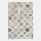 トレンディー動揺して銀グレー(紋章の)フラ・ダ・リパターン キッチンタオル (縦)