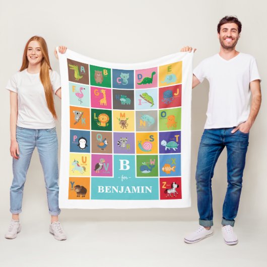 トレンディー動物アルファベットキッズルームベビー子供部屋 フリースブランケット (インサイチュ)