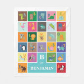 トレンディー動物アルファベットキッズルームベビー子供部屋 フリースブランケット (正面)