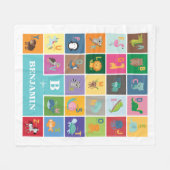 トレンディー動物アルファベットキッズルームベビー子供部屋 フリースブランケット (正面(横))