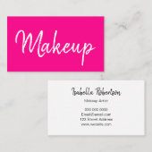 トレンディー化粧アーティストピンク手書きシンプルサロン 名刺 (正面/裏面)