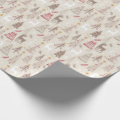 トレンディー北欧ニュートラルアースカラーズブラウンベージュレッド ラッピングペーパー (角)