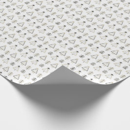 トレンディー北欧ミニマル金ゴールドとブラッククリスマス ラッピングペーパー