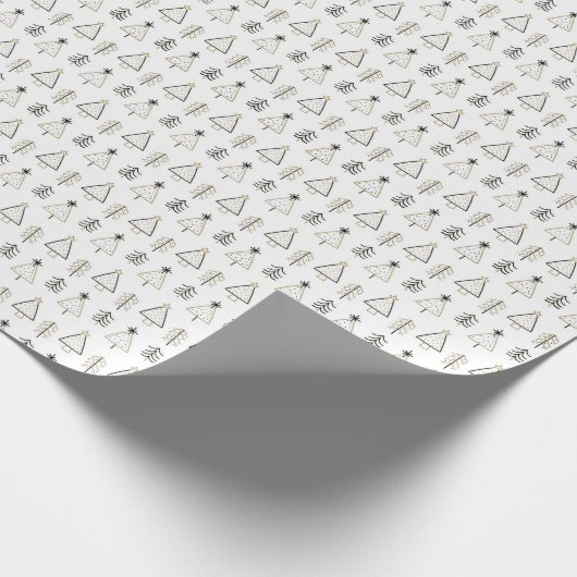 トレンディー北欧ミニマル金ゴールドとブラッククリスマス ラッピングペーパー (角)