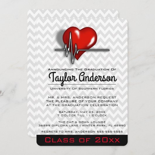 トレンディー医学校卒業発表 招待状 (正面/裏面)