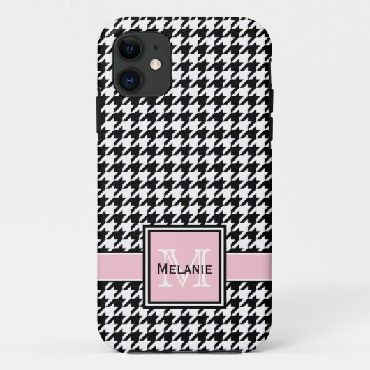 トレンディー千鳥格子のグラフィックカスタムモノグラム Case-Mate iPhoneケース (裏面)